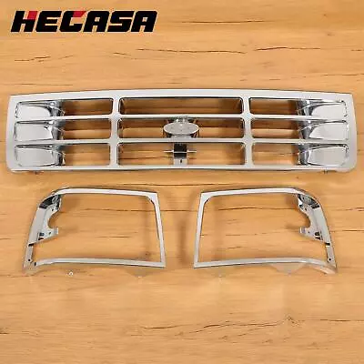 HECASA For Ford F150 F250 F350 Bronco 1992-1997 Grille Headlight Door Kit Chrome • $96.70