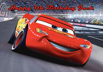 Cars Lightning McQueen A4 Icing Sugar Paper Birthday Cake Topper Image 2 • £7.50