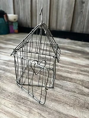 Vintage Small Wire HEART Bird Cage Hanging Decor Country Farmhouse Rustic SWINGS • $22