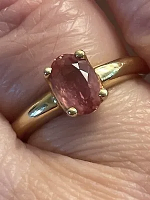 Designer 18k H Stern Pink Watermelon Tourmaline Solitaire Ring  • $600