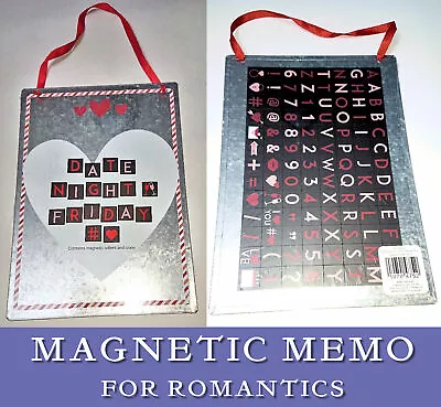 A4 MAGNETIC MEMO HANGING SIGN Galvanised Metal COUPLES ROMANCE HEARTS Red Ribbon • £5.95