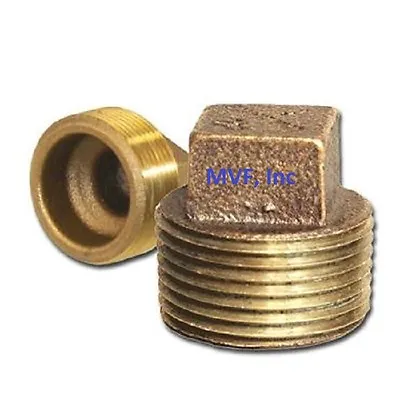 1/2″ NPT Lead-Free Brass Pipe Plug 125# Threaded Square Head CORED Plug BR150441 • $10.08