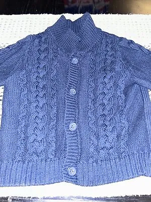 Matalan Knitted Baby Unisex Collared Aran Style Navy 0-3 Months Jacket Cardigan • £3.30