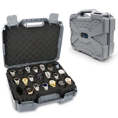 CM Watch Box Display Case Fits 42 Watches In Custom Foam Watch Case Only - GRAY • $49.99
