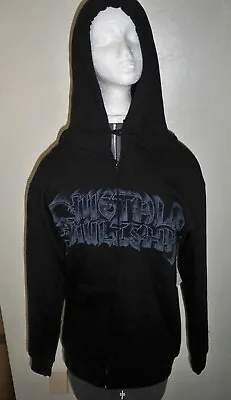 Men's Guys Metal Mulisha Zip-up Black On Black Fleece Hoodie Logos New $55 • $44.99