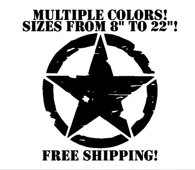 Army Military Star Distressed Vinyl Decal Sticker Truck Hood Roof Door Window • $7.66