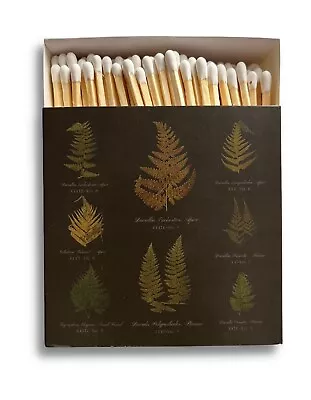 Curator Home Luxury Long Safety Matches I Botanical Ferns Design Square Match • £8.49