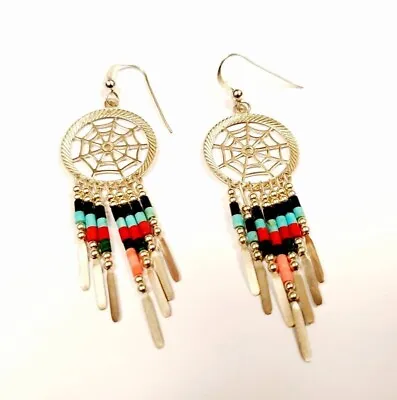 Vintage Signed QT Sterling Silver Chandelier Earrings Navajo Southwest 925 • $29