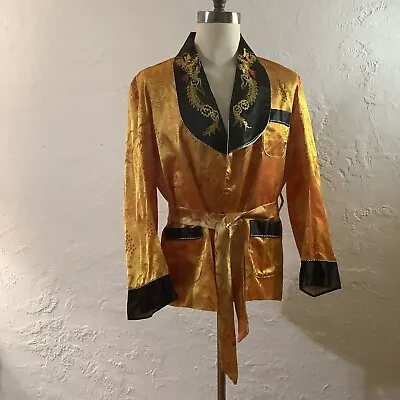 Vintage 1950s DRAGON Silk Brocade Smoking Dinner Jacket Robe L • $165