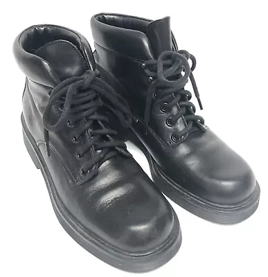 Nine West Boots Womens Sz 6M Black Cloud 9 Ankle Combat Lace Up Leather Y2K • $19.94