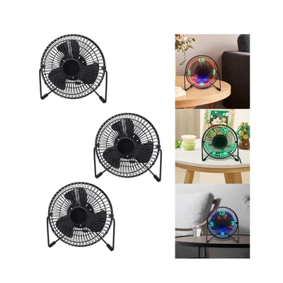 $44.23 • Buy LED USB Time Clock Fan With LED Light Real Time Display Car Bedroom Desk Fan