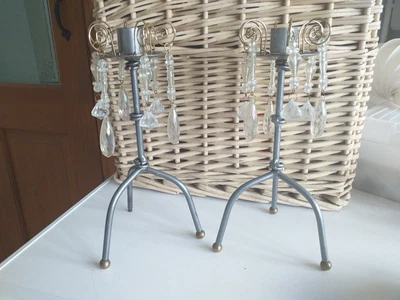 £4.95 • Buy Lovely Set...pair Of Candlesticks..with Gems...pretty...taper Candles...candles