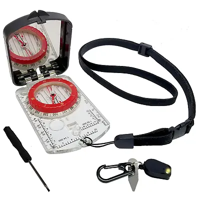 RS46 Mirrored Sighting Compass - With Adjustable Declination & Map LED • $23.95