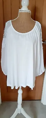 Linea Tesini Ladies White Cols Shoulder Top Blouse Size 12 Brand New Rrp £39.99 • £11.19