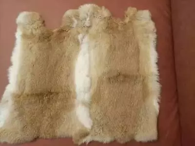 2X Real Rabbit Skin Pelt Hide Tanned Rabbit Fur Leather Craft Natural Fawn Color • $18.04