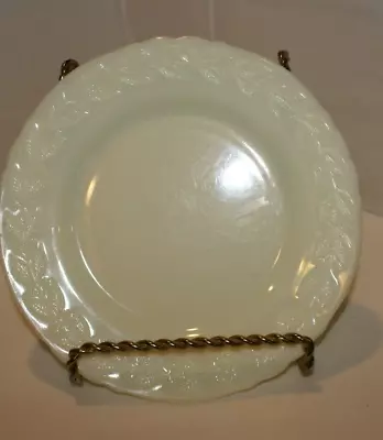 McK Embossed Floral Milk Glass Dinner Plate 9  VERY OLD • $20