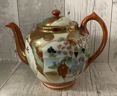 Japanese Satsuma Teapot With Porcelain Infuser - Unidentified Makers Mark • £25