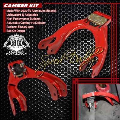 Adjustable Polished Steel Front Camber Kits 94-01 Integra Dc2 92-95 Civic Eg Red • $39.99