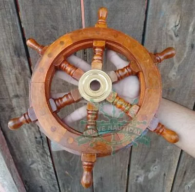 £28.93 • Buy 12  Wooden Ship Wheel Wall Decor Nautical Boat Steering Wheel Pirate Home Decor