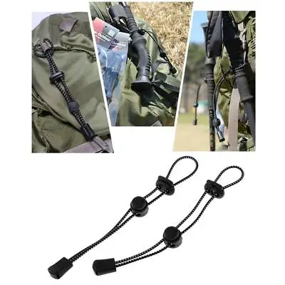 2pcs/set Backpack Hiking Stick Holder Walking Pole Fixing Buckle Elastic Ropes • £3.86