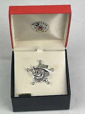 Walt Disney Napier Mickey Mouse Sheriff Badge Star Brooch Pin Silver Tone • $16.71