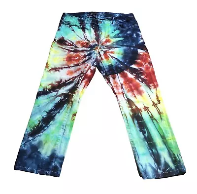 Tie Dye Jeans Size 4 Women’s Juniors Capris Upcycled Reworked Hippie Festival • $49.99