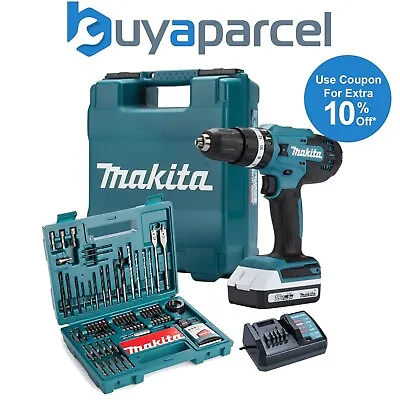 £115.99 • Buy Makita HP488DWA 18v Lithium Combi Hammer Drill 1x 2Ah - 100 Screwdriver Bit Set
