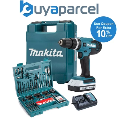 £115.99 • Buy Makita HP488DWA 18v Lithium Combi Hammer Drill 1x 2Ah - 100 Screwdriver Bit Set