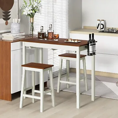 3-Piece Bar Table And Stool Set Kitchen Counter Height Pub Table Dinette Set • £124.95