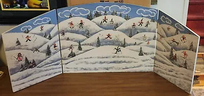 Dept 56 Wood 3 Panel Folding Village Winter Scene Backdrop Retired 52930 - RARE • $49.95