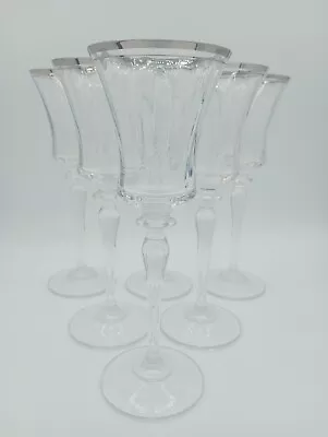 Mikasa Jamestown Wine Glasses Platinum Trim Set Of 6 • $62