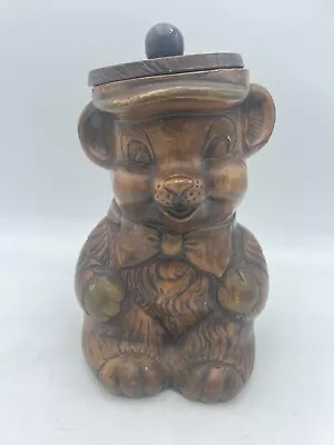 Vintage Treasure Craft Cookie Jar Brown Bear/Mouse No Cracks EUC • $17.95