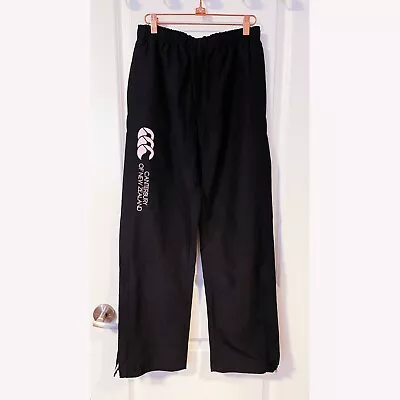 Canterbury Of New Zealand Black Long Pants Joggers With Zippers On Side Sz 10 • £27.02