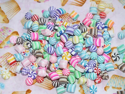 £3.99 • Buy 50 Pcs 3D Handmade Polymer Clay Cute Candy Sweets Swirl Balls Fake Food Charms
