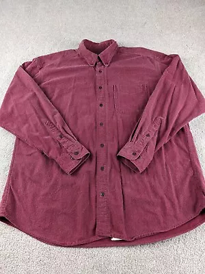 Vintage Woolrich Chamois Flannel Shirt Button Down Men's Size XL Maroon Made USA • $19.99