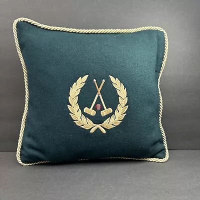 Vtg Rare CJC Embellished Throw Pillow Polo Croquet Sport St. Simons Island Wool • $35