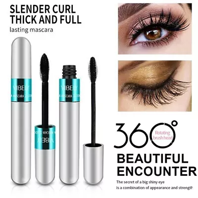 VIBELY Thick Long Waterproof Silk Fiber 4D Mascara Makeup Cosmetic Silver Tube • $12.19