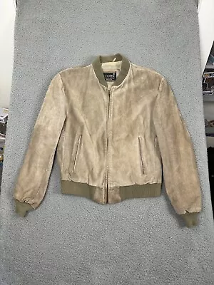 Vintage Cooper Genuine Suede Leather Jacket Men's 42 Small Beige Bomber Full Zip • $99.99