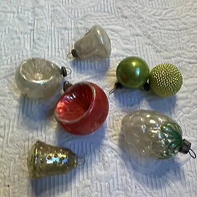 7 Antique Mini Mercury Glass Feather Tree Christmas Ornaments  #U • $29.99