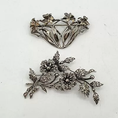 925 Sterling Silver Marcasite Brooch Lot • $20.50