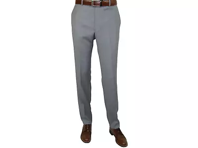 Mens Mantoni Flat Front Pants All  Wool Super 140's Classic Fit 46306-2 Gray • $99.99