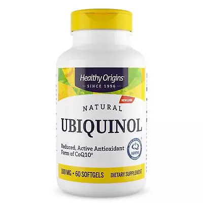Healthy Origins Natural Ubiquinol 100mg 60 Softgels CoQ10 Heart Energy Support • £32.66