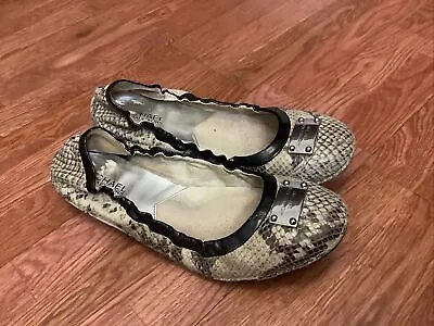 Michael Kors Snake Print Leather Ballet Flats Womens Shoes 9 M • $33.99