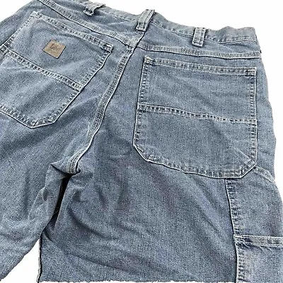 LEE DUNGAREES CARPENTER SHORTS  Men Sz 36 RETRO STONE Denim Jeans Light Wash EUC • $19.99