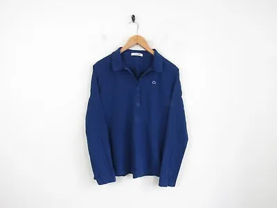 £19.99 • Buy Womens Blue Lacoste Long Sleeve Polo Shirt Top Cotton Size 48 / XL Uk 16-18