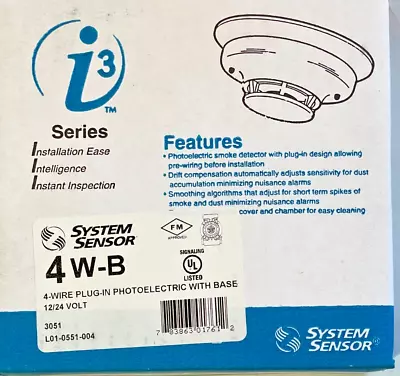 SYSTEM SENSOR 4W-B - 4-Wire Photoelectric I3 Smoke Detector • $39.95