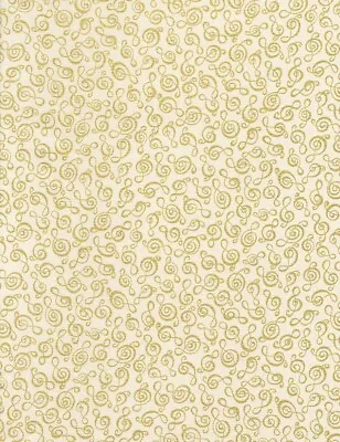 Music Fabric - Gold Metallic Treble Clef Note Cream - Timeless Treasures 15  • $4.99