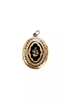 Designer Womens Gold Filled Seed Pearl Enamel Victorian Mourning Locket 8 Grams • $182.99