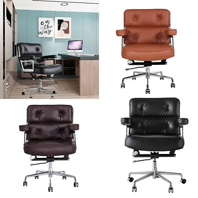 Ergonomics Executive Office Chair Computer Desk Chair Leather Low Back Vintage • $359