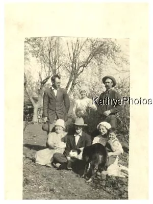 Found B&w Photo H_1802 Group Photo - Men Women Boy And Dog • $6.98